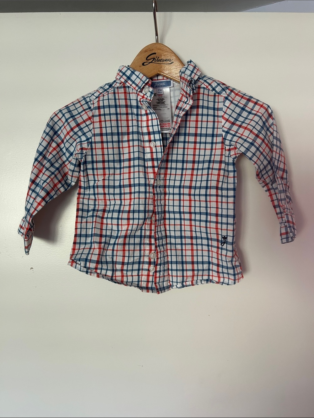 Jacadi Plaid Button-Up Shirt size 12m